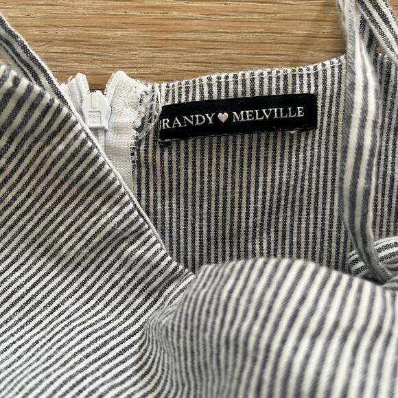 Brandy Melville Karla Striped Mini Dress Blue White One Size - Picture 3 of 3